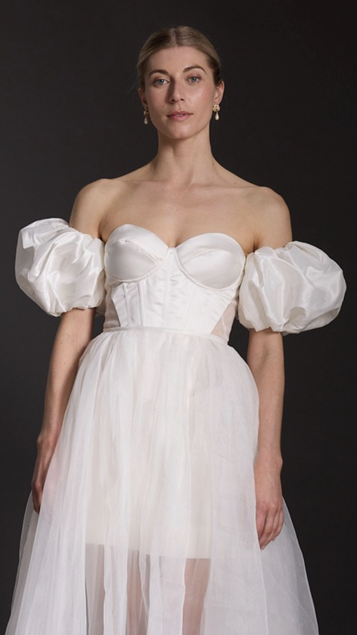 Satin Removable Puff Sleeves