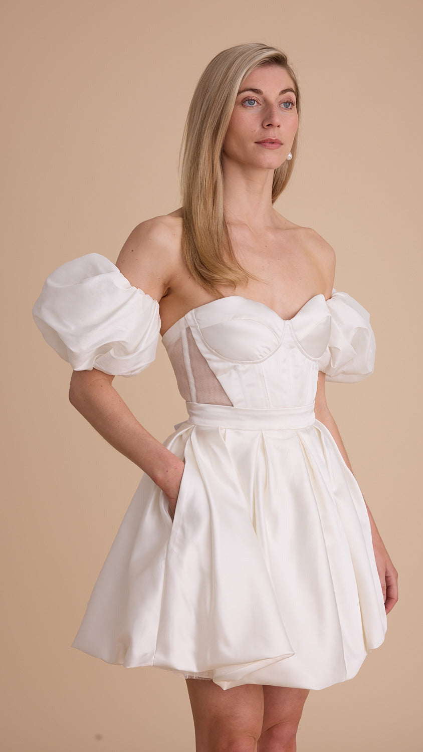 Satin Removable Puff Sleeves
